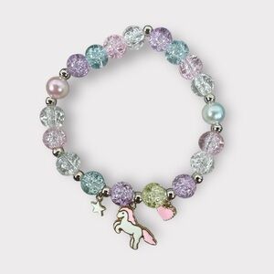 ✨Pastel Beaded Unicorn Charm Bracelet | Cute Kids Jewelry | Glitter Beads